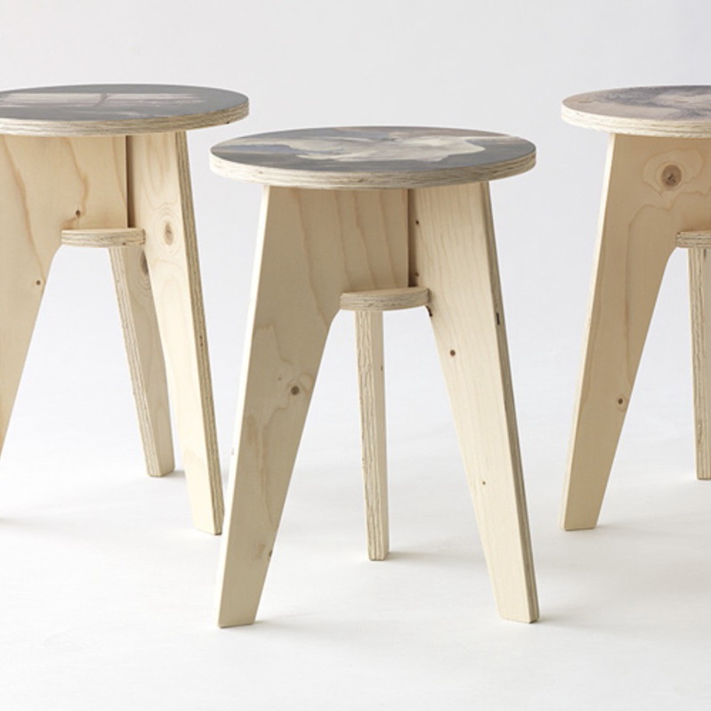 Ongebruikt kruk plywood print stool - Deja Vu AV-95